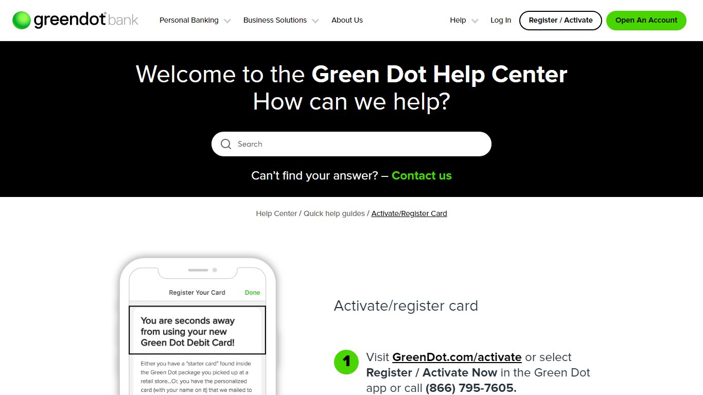 Activate/Register Card - Green Dot Corporation