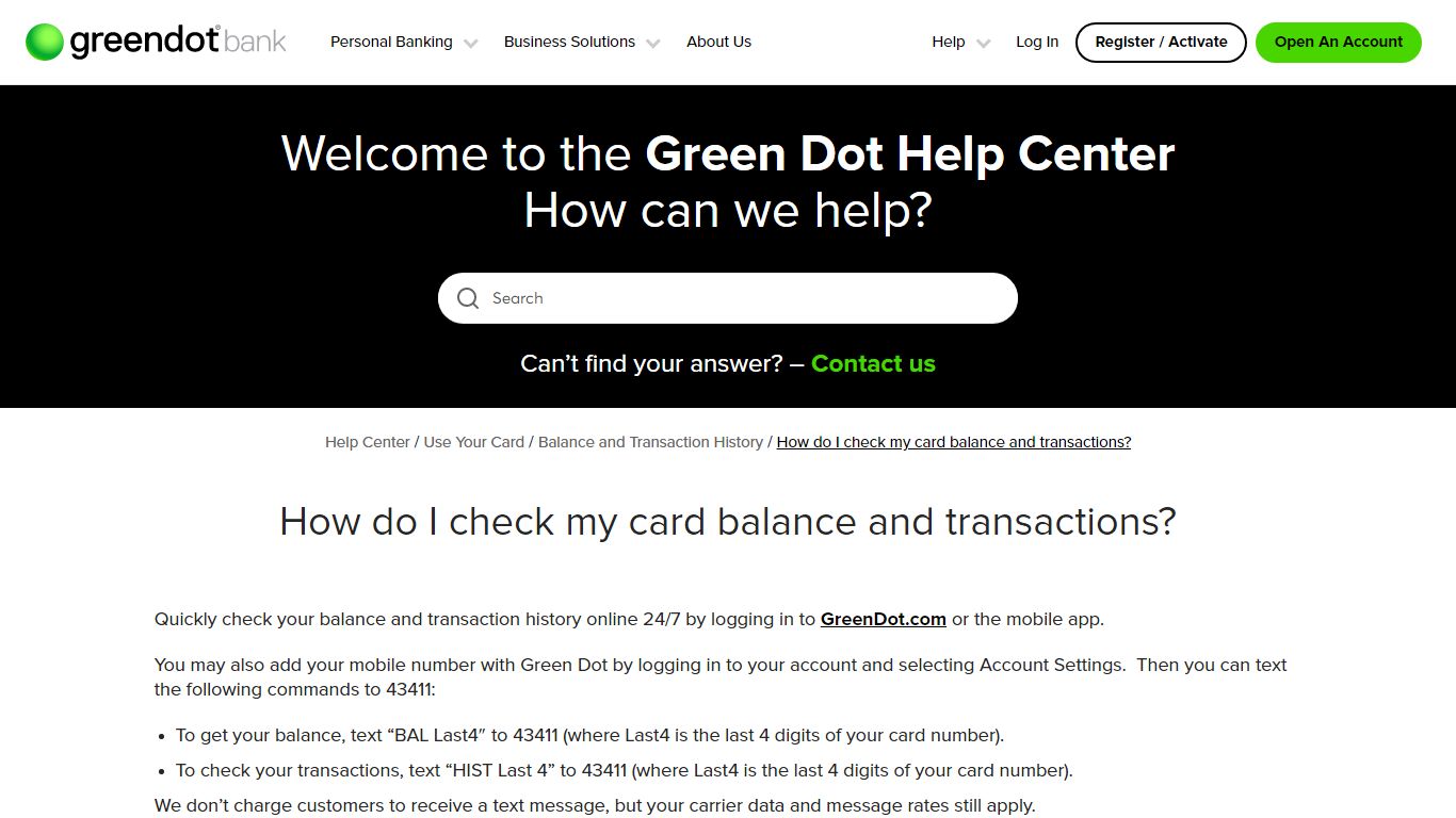 How do I check my card balance and transactions? - Green Dot Corporation